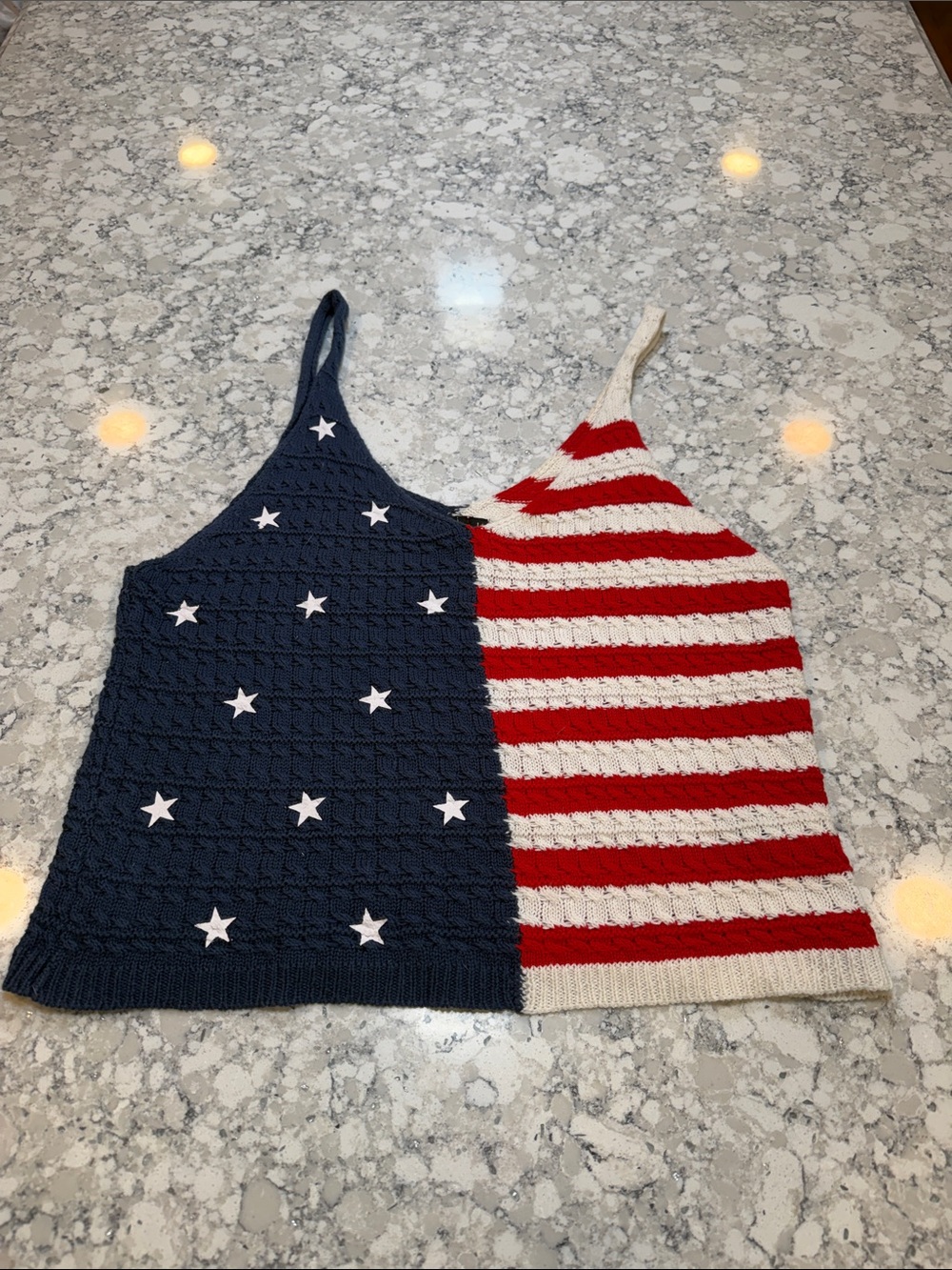 moon & madison Red, White & Blue Patriotic Knit Tank Top for July 4th size L